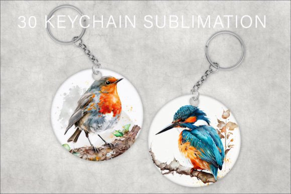 Birds Watercolor Keychain Sublimation for Crafts & Handmade Business Designers