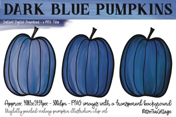 Dark Blue Pumpkins Craft Designs for Digital Sellers