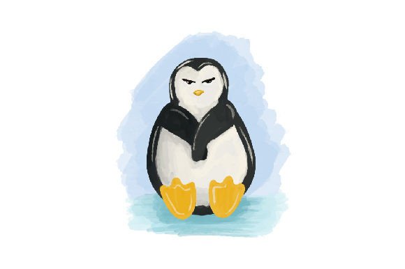 Grumpy Penguin - Watercolor: A Fun & Versatile Animal Design for Digital Sellers
