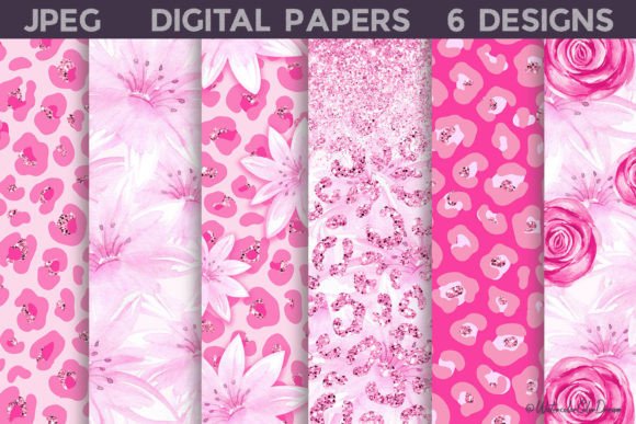 h1Pink Leopard Digital Paper for Backgrounds and Creative Sellers