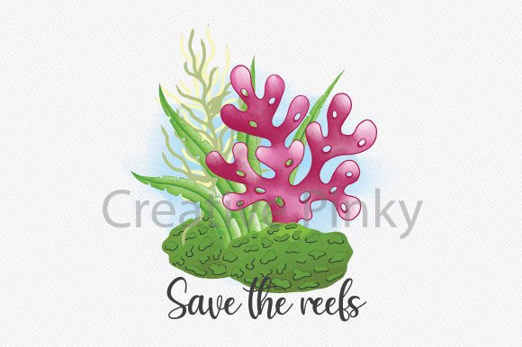 Save the Reefs WaterColor Coral Reef Png: A Crafty Brand Designer’s Take for Local Business Branding