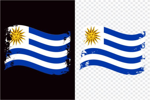 Uruguay Flag Transparent Watercolor for Print Templates