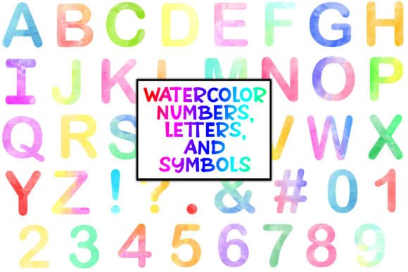 Watercolor Alphabet and Numbers Clipart for Crafts