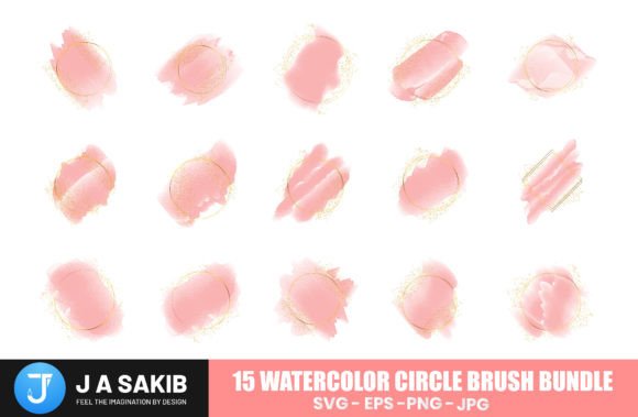Watercolor Circle Grunge Brush Bundle for Print Templates