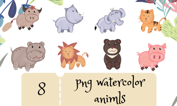 Watercolor Cute Animals PNG: A Fresh Graphic Template for Playful Blog Design