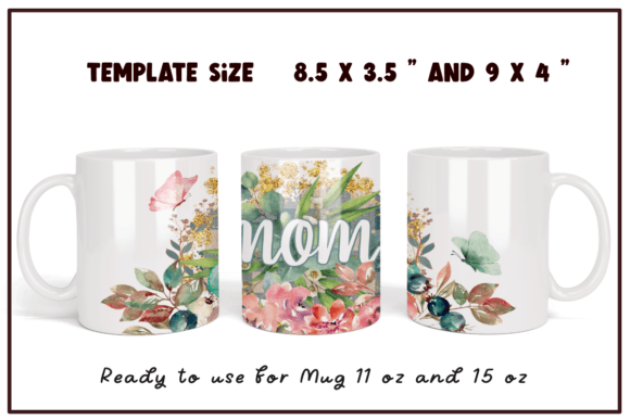 Watercolor Flower Butterfly Mom Mug for Crafts & Handmade Business Design