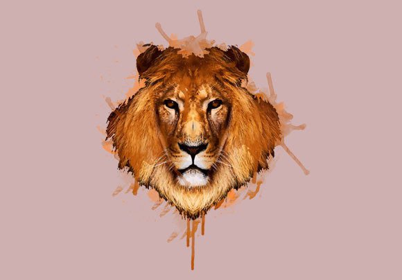 Watercolor Graphic Lion 15 for Print Templates