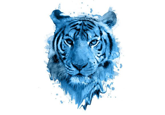 Watercolor Tiger Face: Bold Print Templates for Blogs